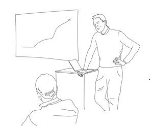 Line drawing of person presenting