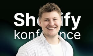 Shopify conference banner with MakesYouLocal speaker portrait